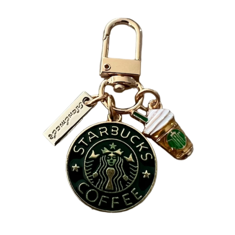 Mermaid Goddess Petite-Sized Gold Keychain For Coffee Lovers, Frappe Keychain